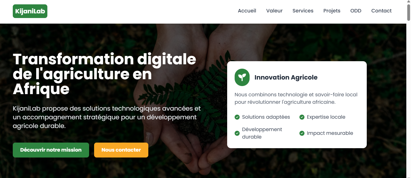 Site vitrine pour le projet Kijani Labs (AgriTech)