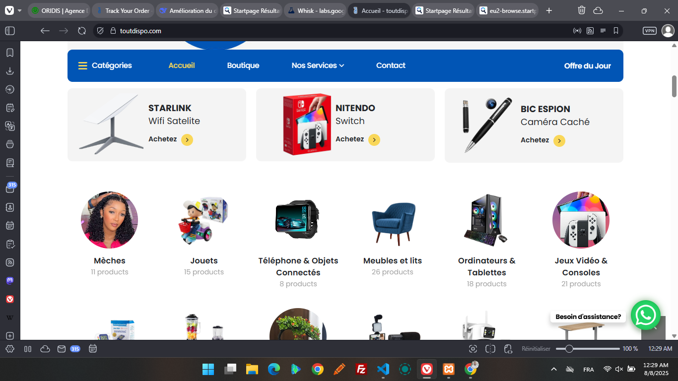 Plateforme e-commerce responsive - Toutdispo.com